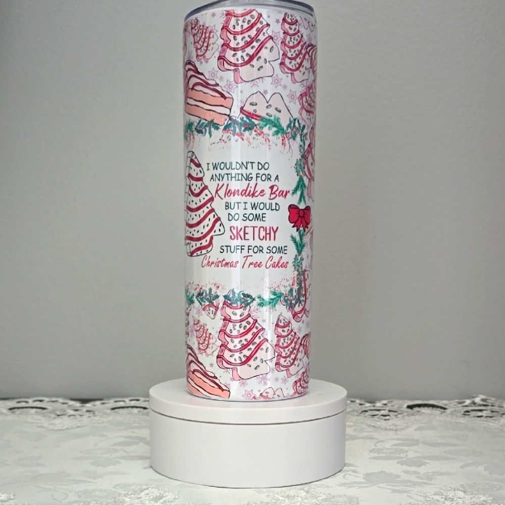 Custom 20oz Stainless Steel Tumbler - Christmas Tree Cakes